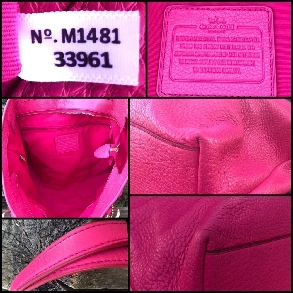 Coach Chicago Ellis Leather Grain Bag Wallet Set Barbie - Picture 4 of 7
